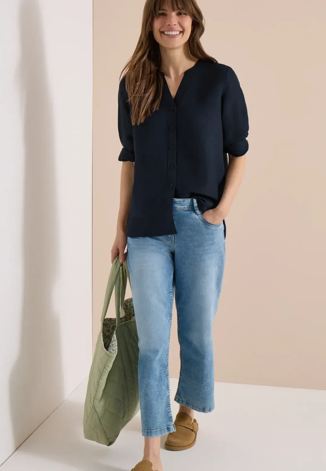 3/4 mouw blouse van linnenmix