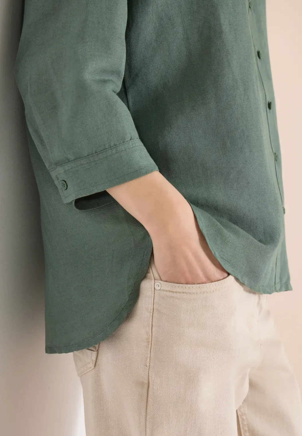 3/4 mouw blouse van linnenmix