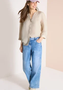 3/4 mouw blouse van linnenmix
