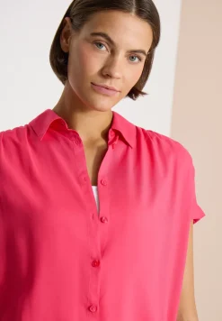 Basic blouse met overhemdkraag in effen kleur