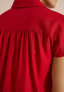Basic blouse met overhemdkraag in effen kleur