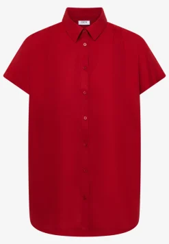 Basic blouse met overhemdkraag in effen kleur