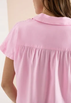 Basic blouse met overhemdkraag in effen kleur