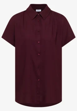 Basic blouse met overhemdkraag in effen kleur