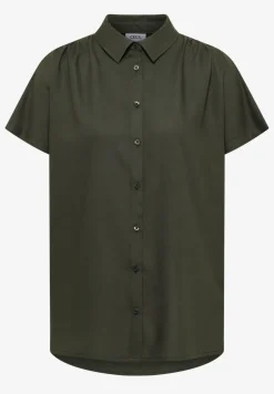 Basic blouse met overhemdkraag in effen kleur
