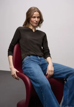 Basic shirt met geribbelde textuur