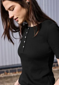 Basic Shirt met geribde textuur