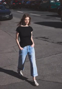 Basic shirt met boothals