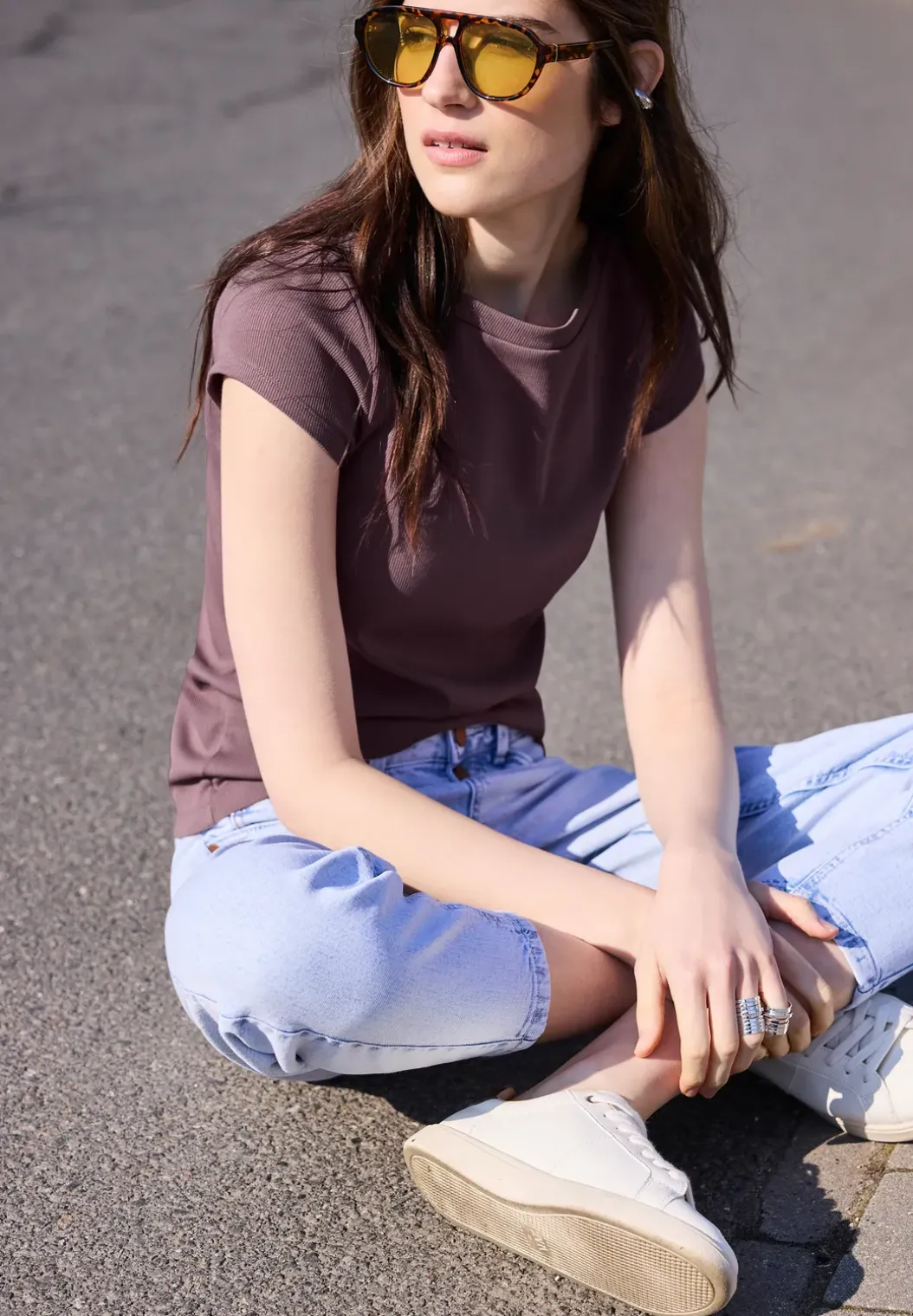 Basic shirt met boothals
