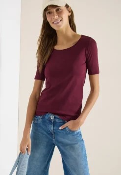 Basic Shirt met ronde hals in effen kleur