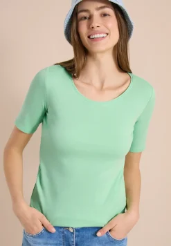 Basic Shirt met ronde hals in effen kleur