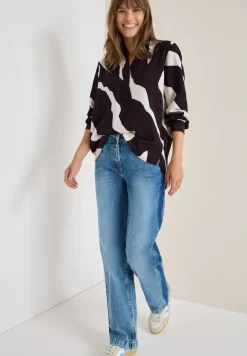 Bedrukte blouse met getapete manchetten