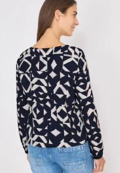 Bedrukte blouse met getapete manchetten