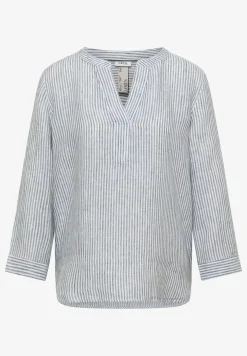 Blouse met 3/4 mouwen en gespleten hals in linnen