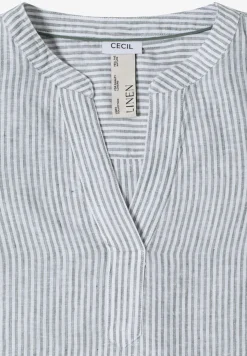 Blouse met 3/4 mouwen en gespleten hals in linnen