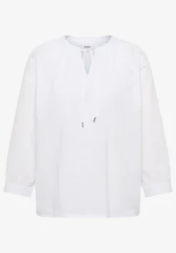 Blouse met 3/4 mouwen en gespleten hals in effen kleur