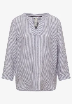 Blouse met 3/4 mouwen en gespleten hals in linnen
