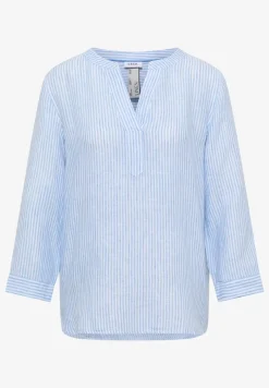 Blouse met 3/4 mouwen en gespleten hals in linnen