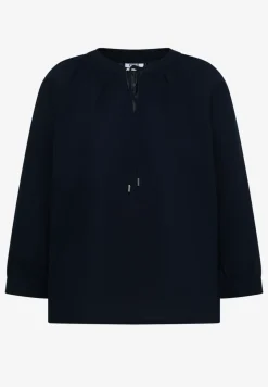 Blouse met 3/4 mouwen en gespleten hals in effen kleur