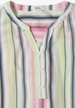 Blouse met 3/4 mouwen en meerkleurige strepen