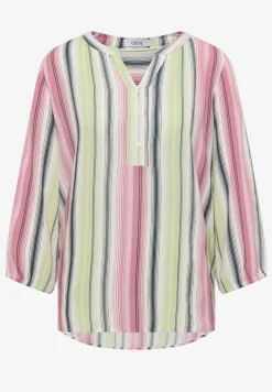 Blouse met 3/4 mouwen en meerkleurige strepen
