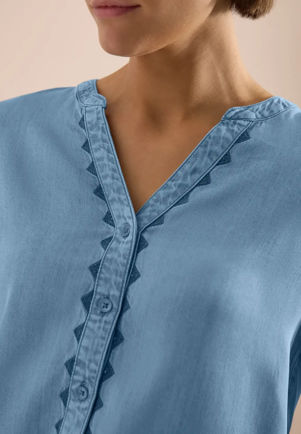 Blouse met 3/4 mouwen in denimlook
