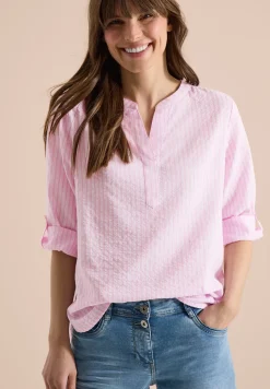 blouse met 3/4 mouwen in seersucker kwaliteit