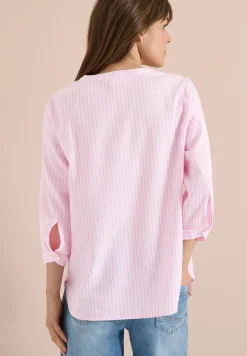 blouse met 3/4 mouwen in seersucker kwaliteit