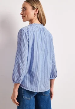 blouse met 3/4 mouwen in seersucker kwaliteit