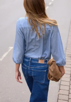 blouse met 3/4 mouwen in seersucker kwaliteit