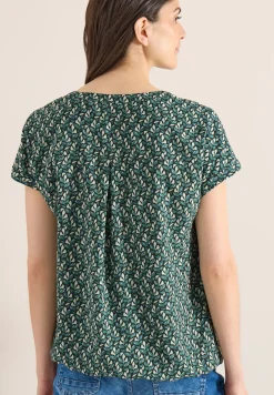 Blouse met gespleten hals en minimale print