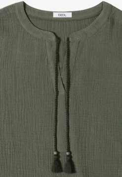Blouse met gespleten hals in mousseline