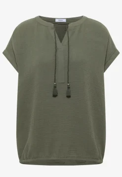Blouse met gespleten hals in mousseline