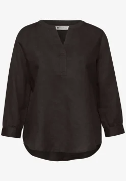 Blouse met gespleten hals van linnenmix