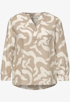Blouse met gespleten hals van linnenmix