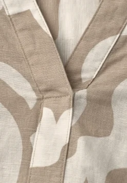 Blouse met gespleten hals van linnenmix