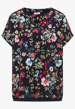 Blouse met gespleten hals en bloemenpatroon