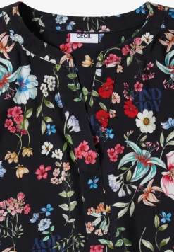 Blouse met gespleten hals en bloemenpatroon