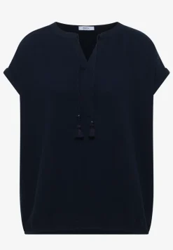 Blouse met gespleten hals in mousseline