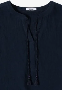 Blouse met gespleten hals in mousseline