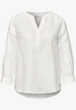 Blouse met gespleten hals van linnenmix