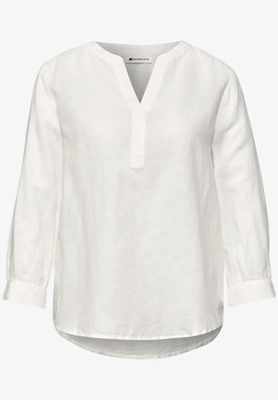 Blouse met gespleten hals van linnenmix