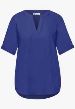 Blouse met gespleten hals en omslag