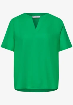 Blouse met gespleten hals en omslag