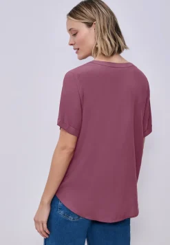 Blouse met gespleten hals en omslag
