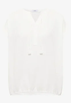 Blouse met gespleten hals in mousseline