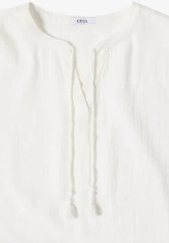 Blouse met gespleten hals in mousseline