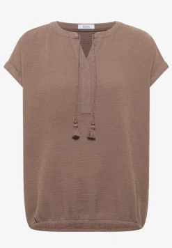 Blouse met gespleten hals in mousseline
