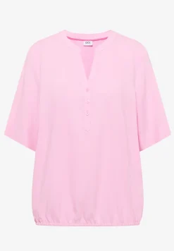 Blouse met gespleten hals en elastische zoom