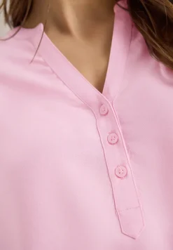 Blouse met gespleten hals en elastische zoom